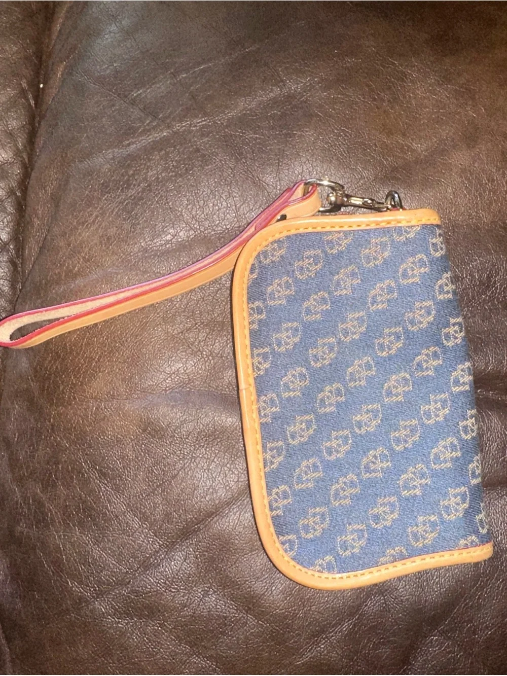 Vintage Dooney & Bourke blue denim wristlet y2k